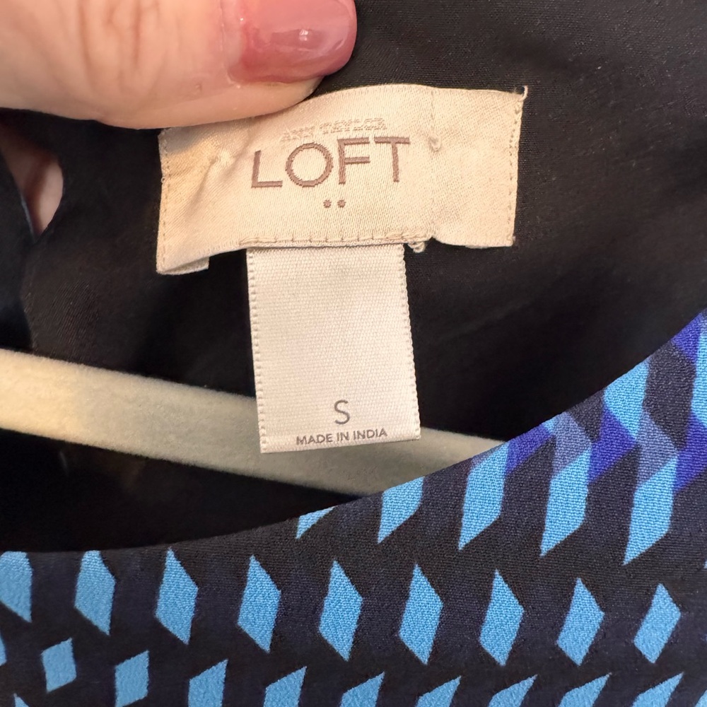 LOFT Factory Blue and Purple Patterned Sleeveless Midi Pullover Dress Size Small - Picture 5 of 12